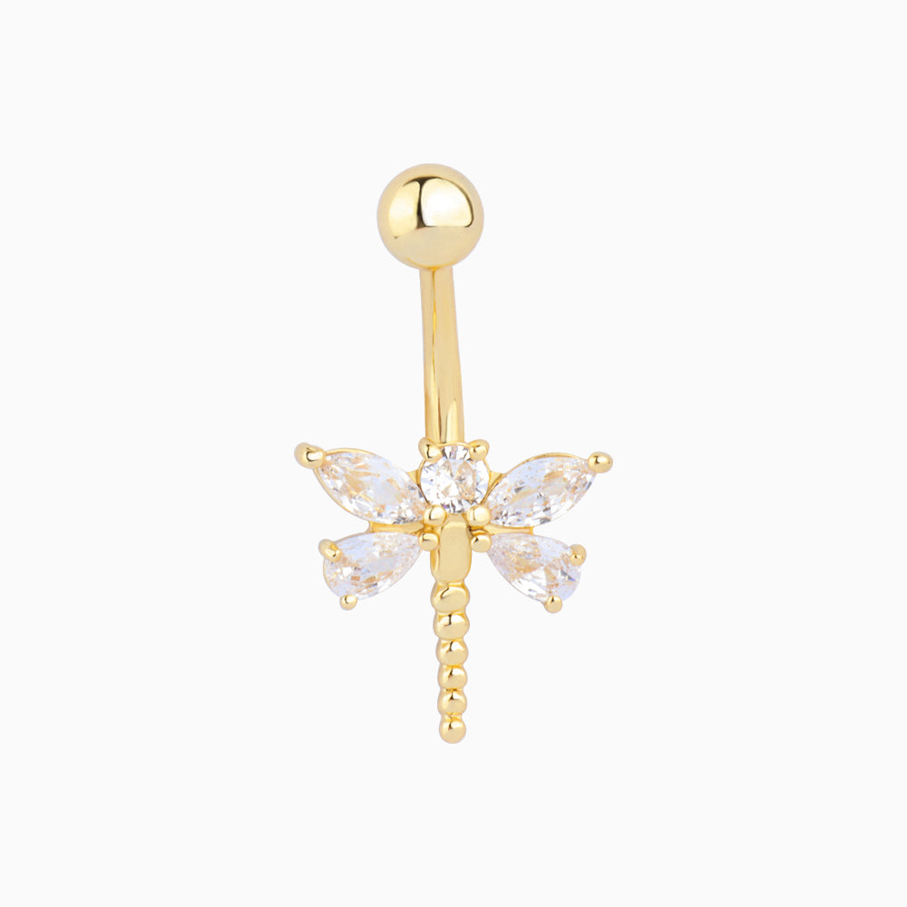 Dragonfly Belly Ring - Stainless Steel - Navel - Oumo Jewelry
