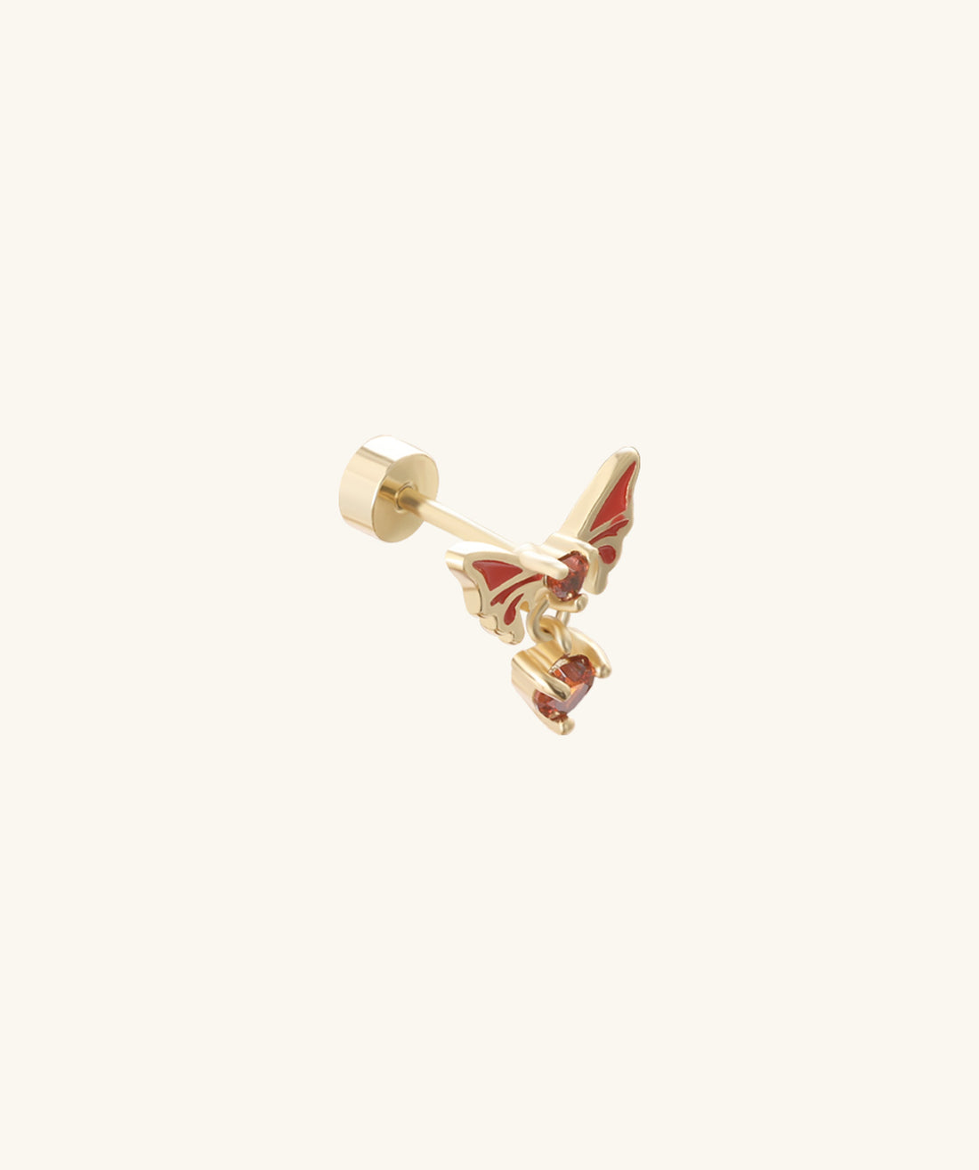 Enamel Butterfly Heart Flatback Drop