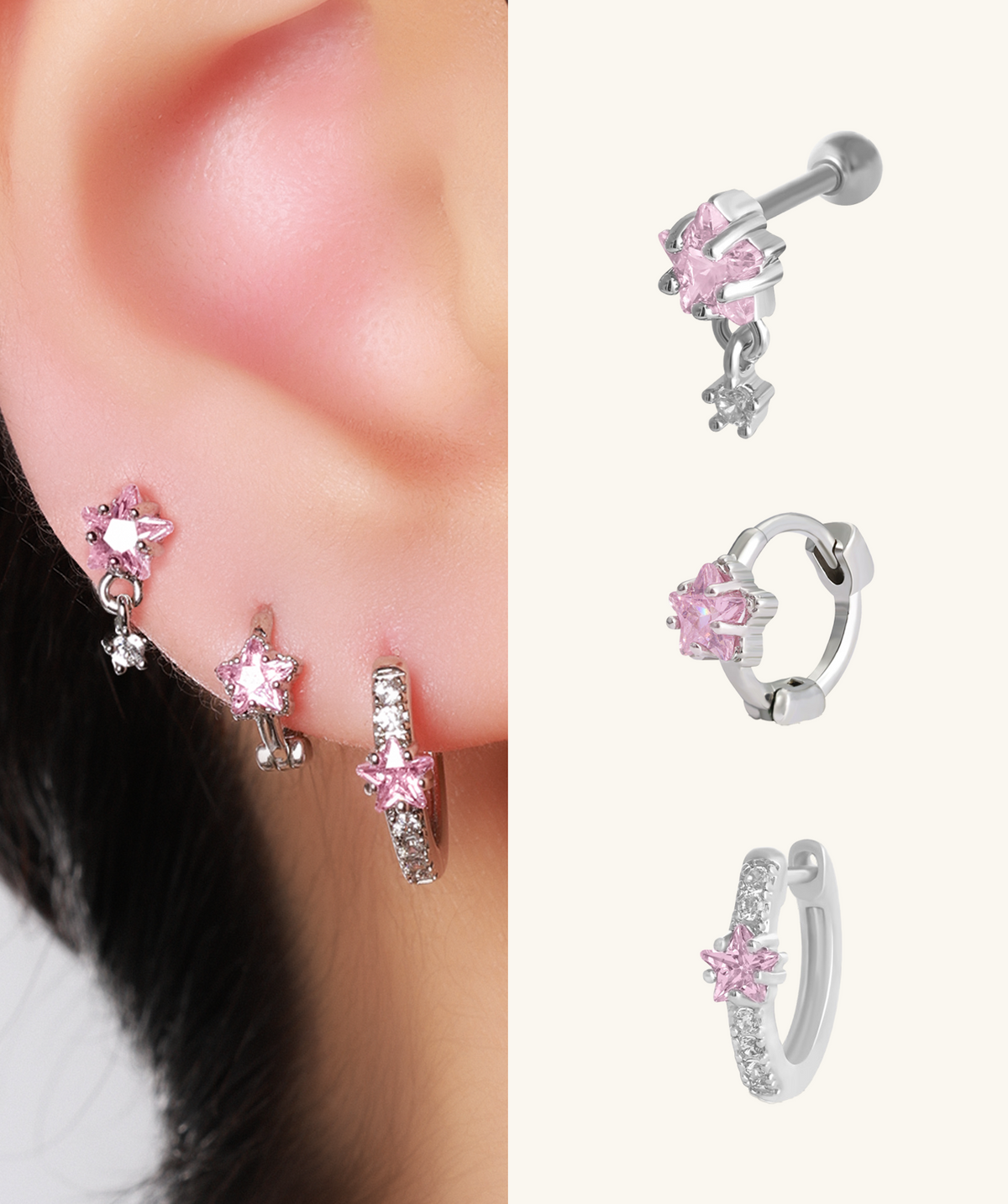Pink Nova Set - Brass - Oumo Jewelry