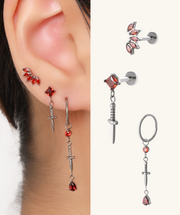 Titanium Vampire’s Kiss Set - Titanium - Oumo Jewelry