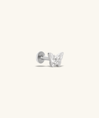 Titanium Ghost Faced Butterfly Flatback Stud - OumoJewelry
