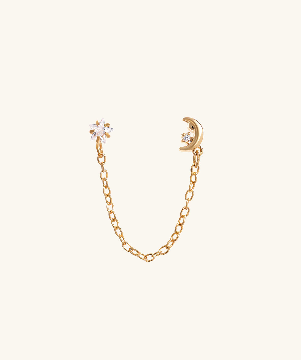 Star & Moon Chain - Stainless Steel - Lobe, Upper Lobe - Oumo Jewelry
