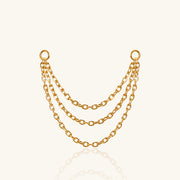 Titanium Three Chains Charm Drop - Titanium - Oumo Jewelry