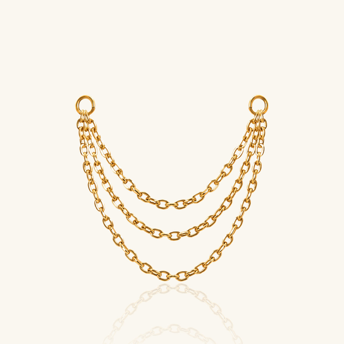 Titanium Three Chains Charm Drop - Titanium - Oumo Jewelry