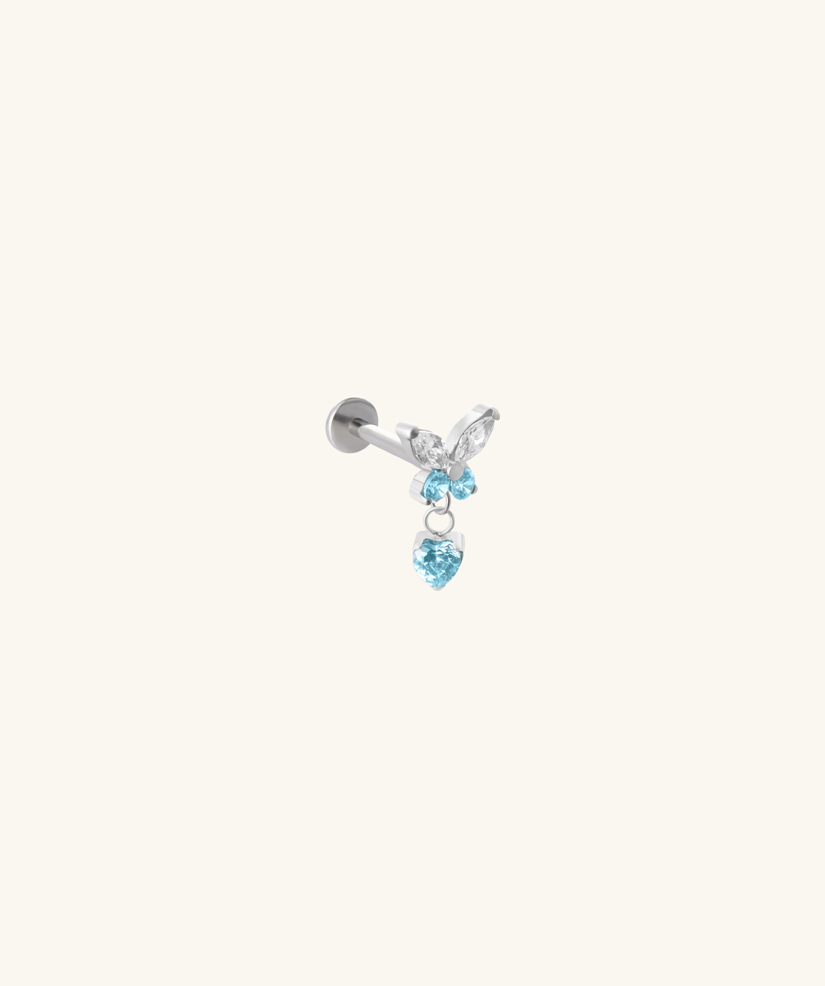 Titanium Charm Butterfly Stud - Titanium - Upper Lobe, Helix, Flat - Oumo Jewelry