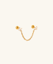 Heart Chain Stud - Stainless Steel - Lobe, Upper Lobe - Oumo Jewelry