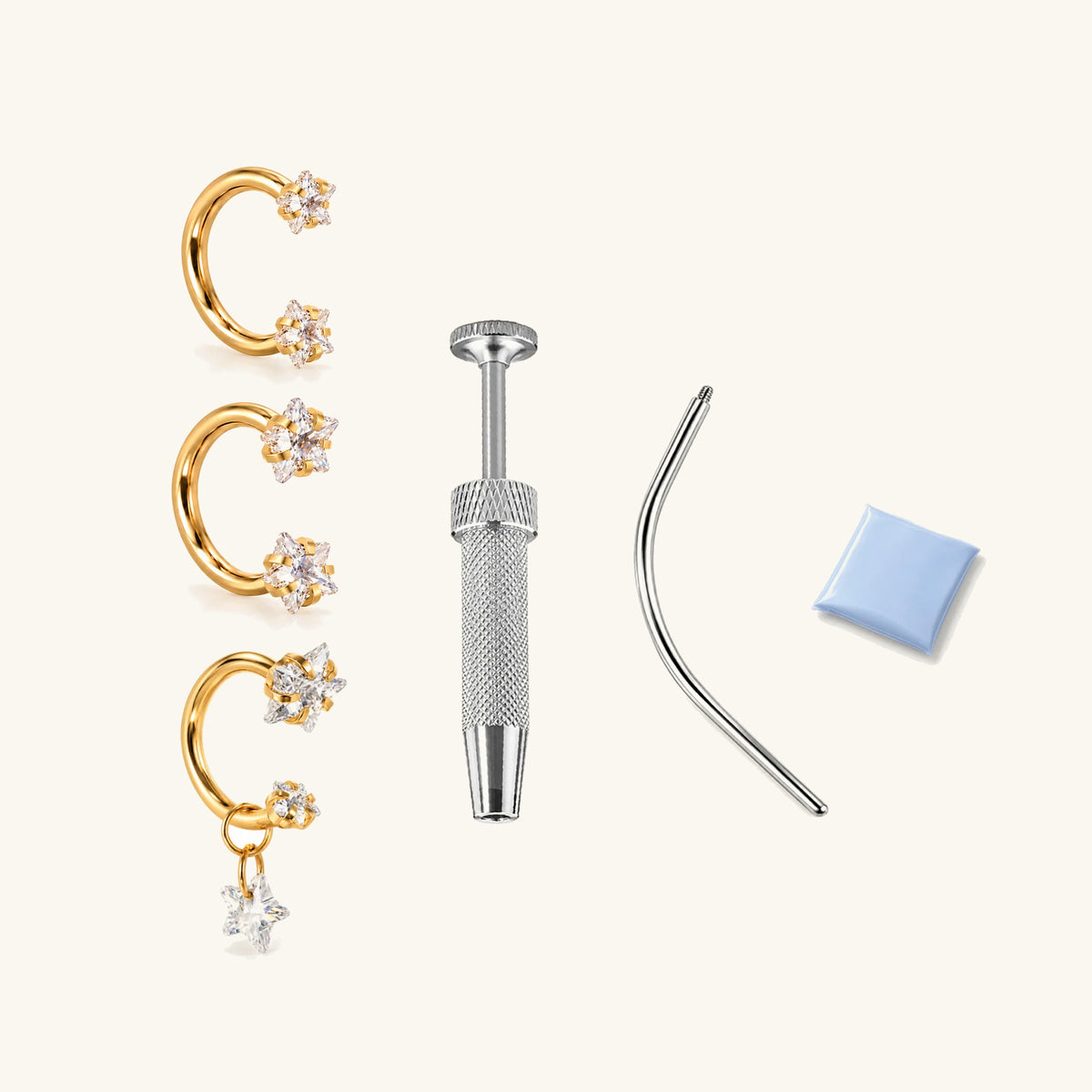 Titanium Starry Horseshoe Piercing Kit - OumoJewelry