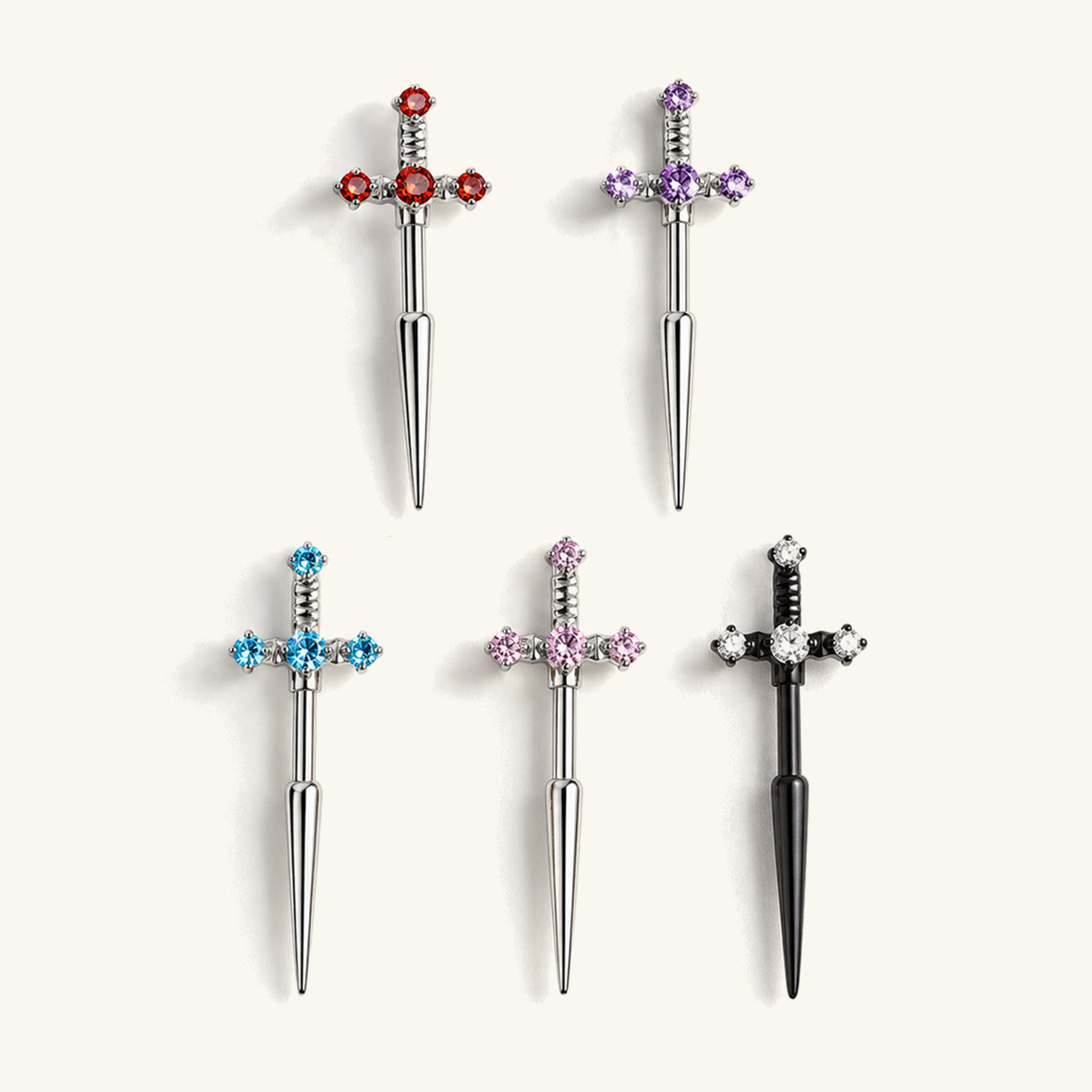 Titanium Sword Vertical Helix Stud