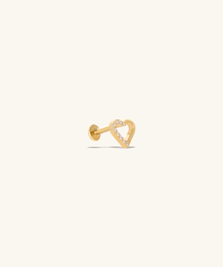 Titanium Hollow Heart Flatback Stud - OumoJewelry