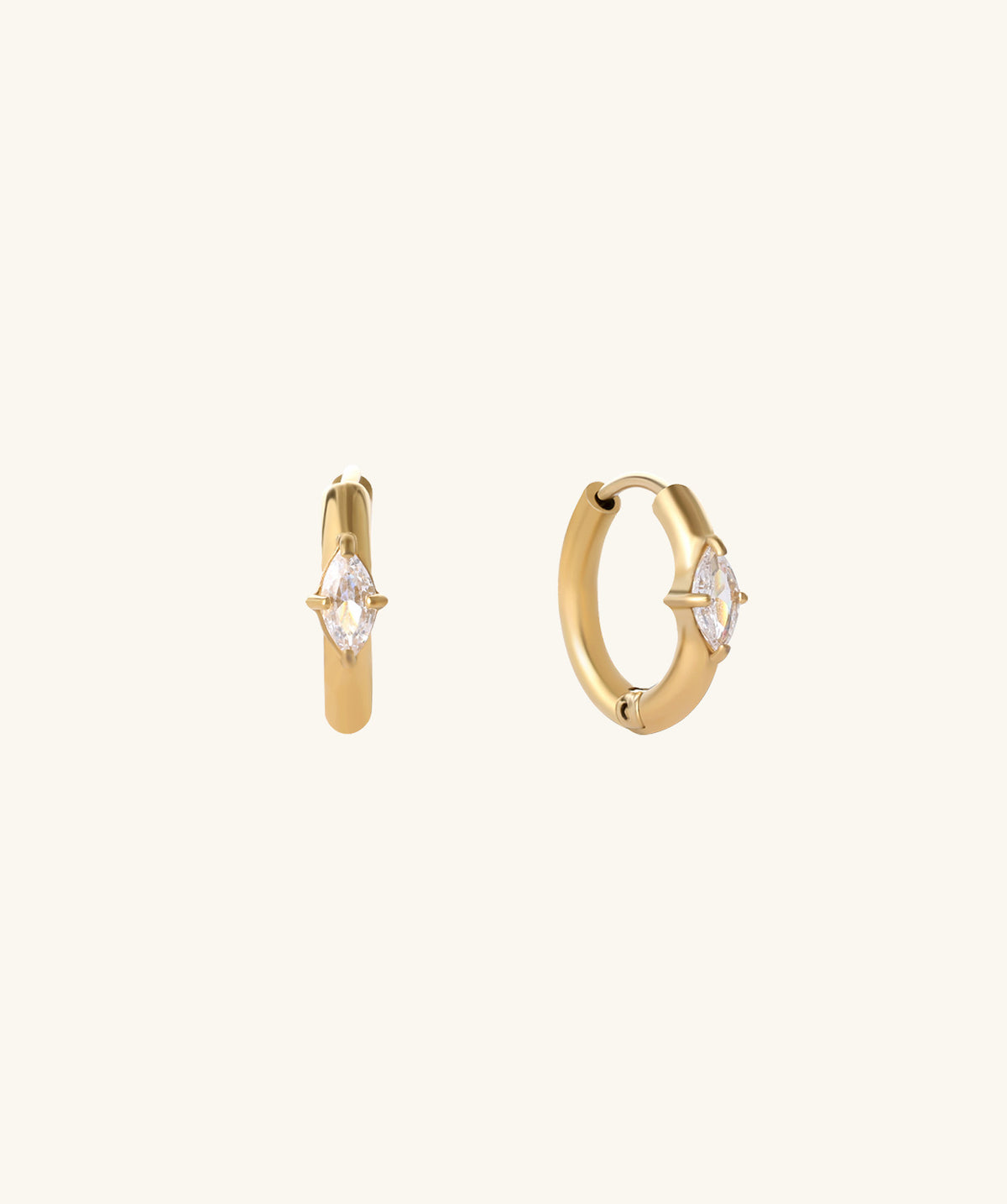 Oval Gemstone Hoops - Stainless Steel - Oumo Jewelry