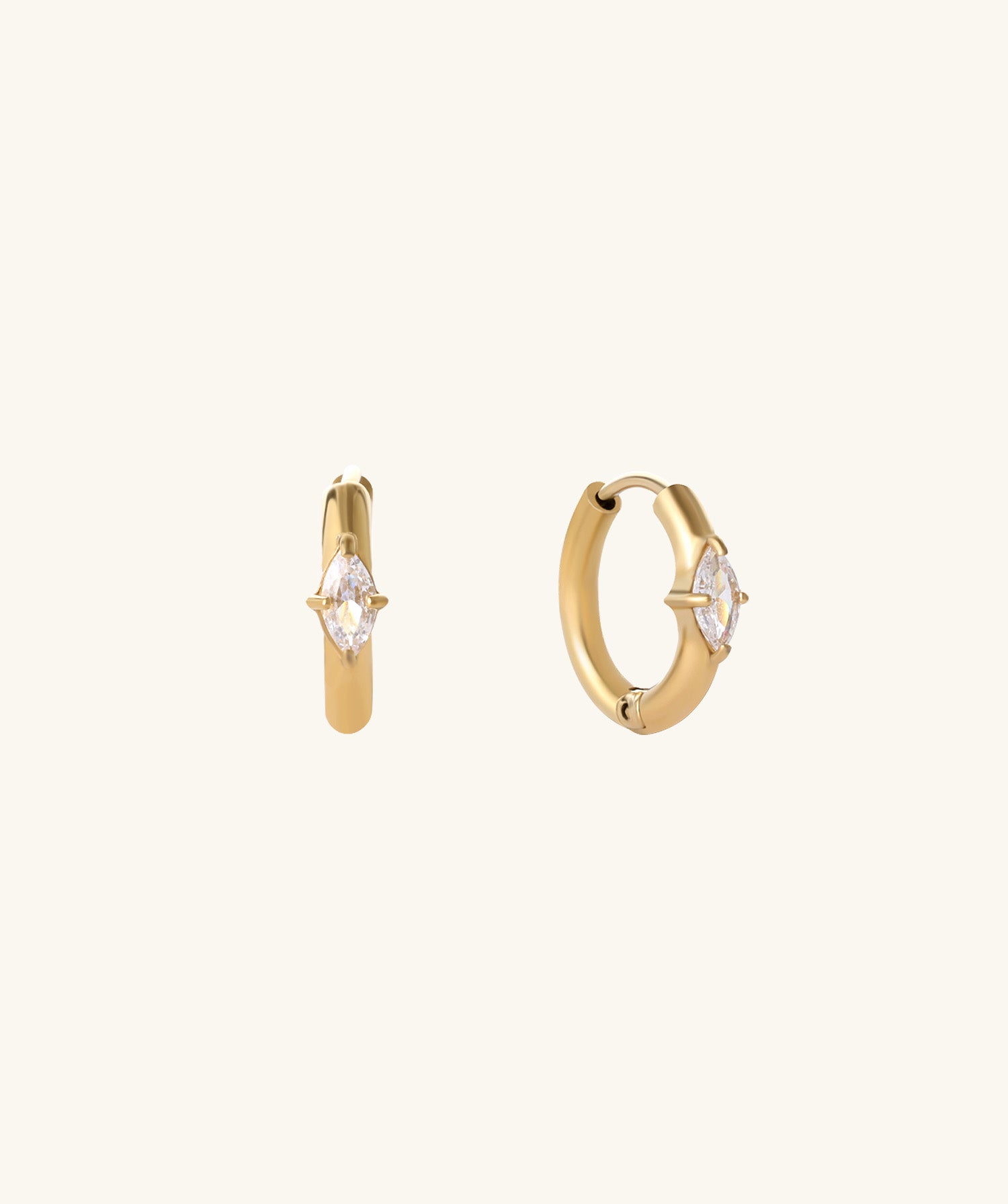 Oval Minimalist Gemstone Hoop Earrings