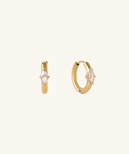 Oval Minimalist Gemstone Hoop Earrings