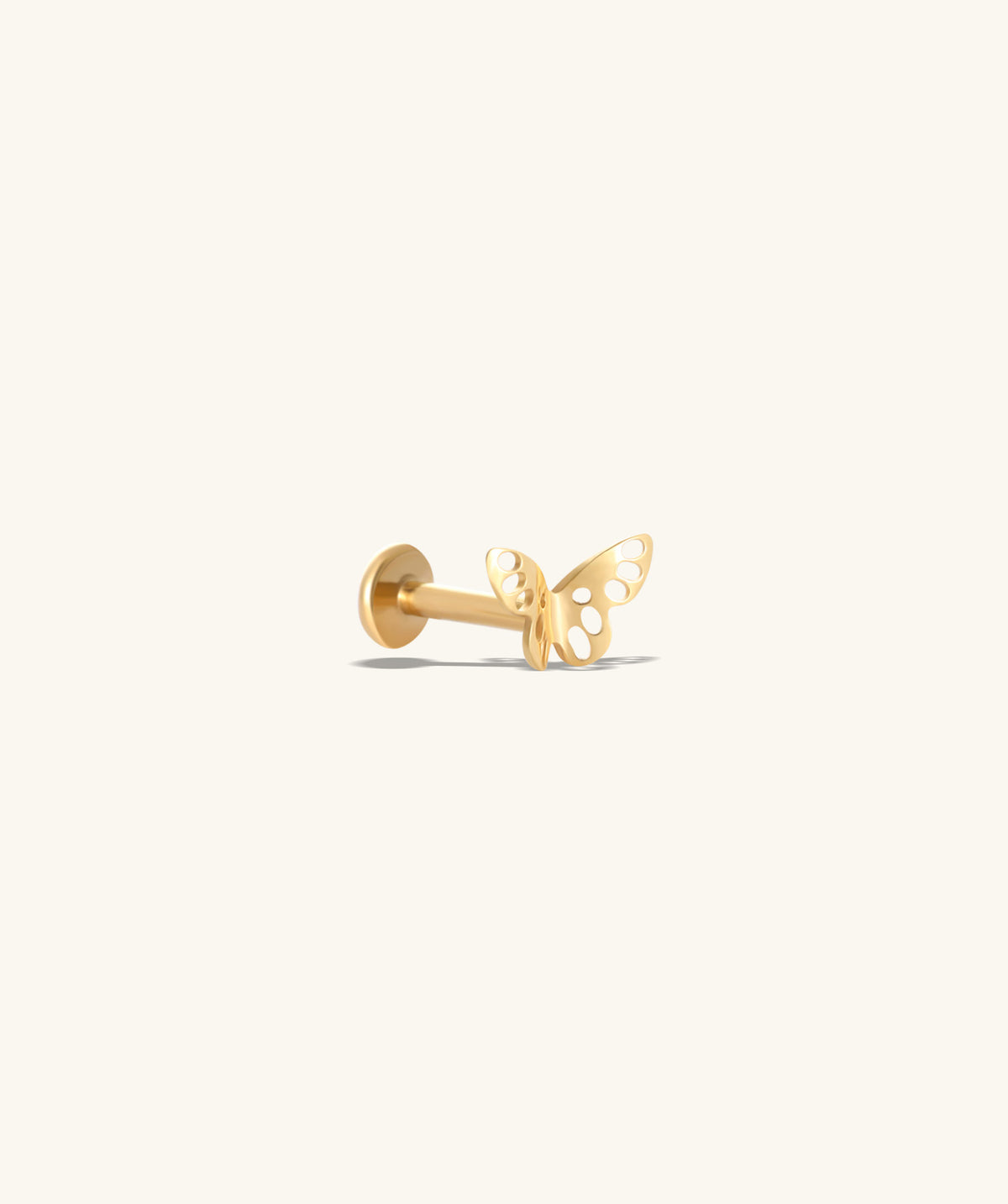Titanium Hollow Butterfly Flatback Stud - Titanium - Helix, Upper Lobe, Conch - Oumo Jewelry