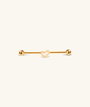 Titanium Heart Industrial Barbell - Titanium - Industrial - Oumo Jewelry