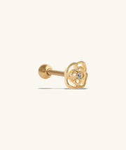 Hollow Rose Flower Stud - Stainless Steel - Upper Lobe, Helix - Oumo Jewelry