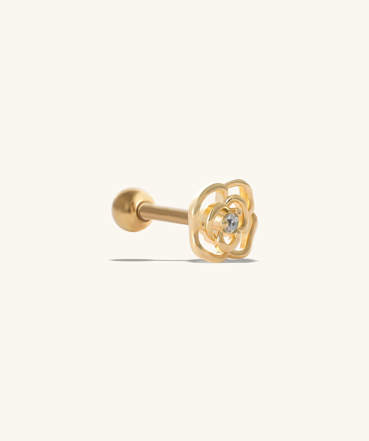 Hollow Rose Flower Stud - Stainless Steel - Upper Lobe, Helix - Oumo Jewelry