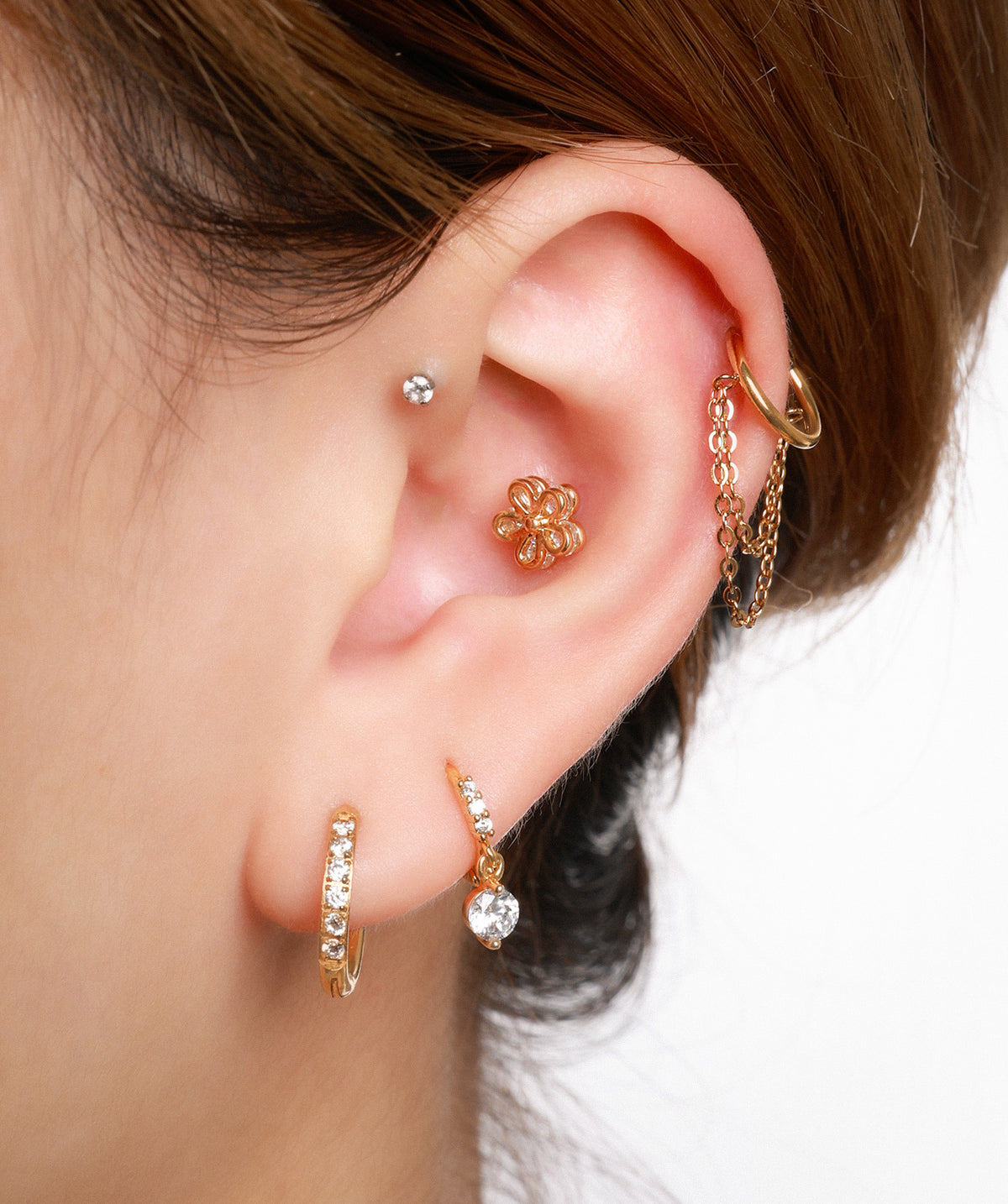 Chain Clicker Hoop - Stainless Steel - Helix, Conch - Oumo Jewelry