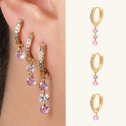 Talia Pink Hoop Set - Brass - Lobe, Upper Lobe - Oumo Jewelry