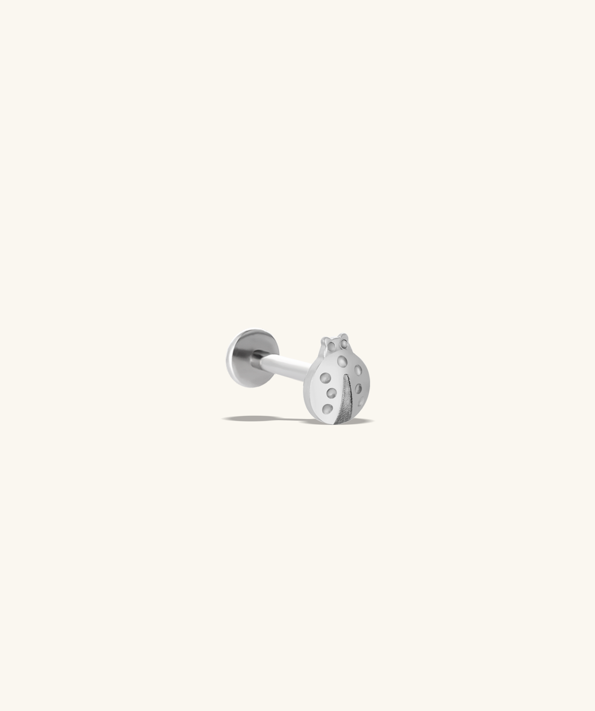 Titanium Ladybug Flatback Stud - Titanium - Helix, Upper Lobe, Conch - Oumo Jewelry