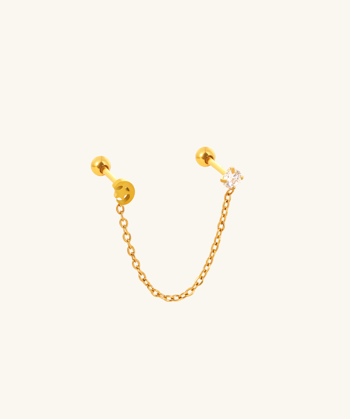 Tessa Chain Stud - Stainless Steel - Lobe, Upper Lobe - Oumo Jewelry
