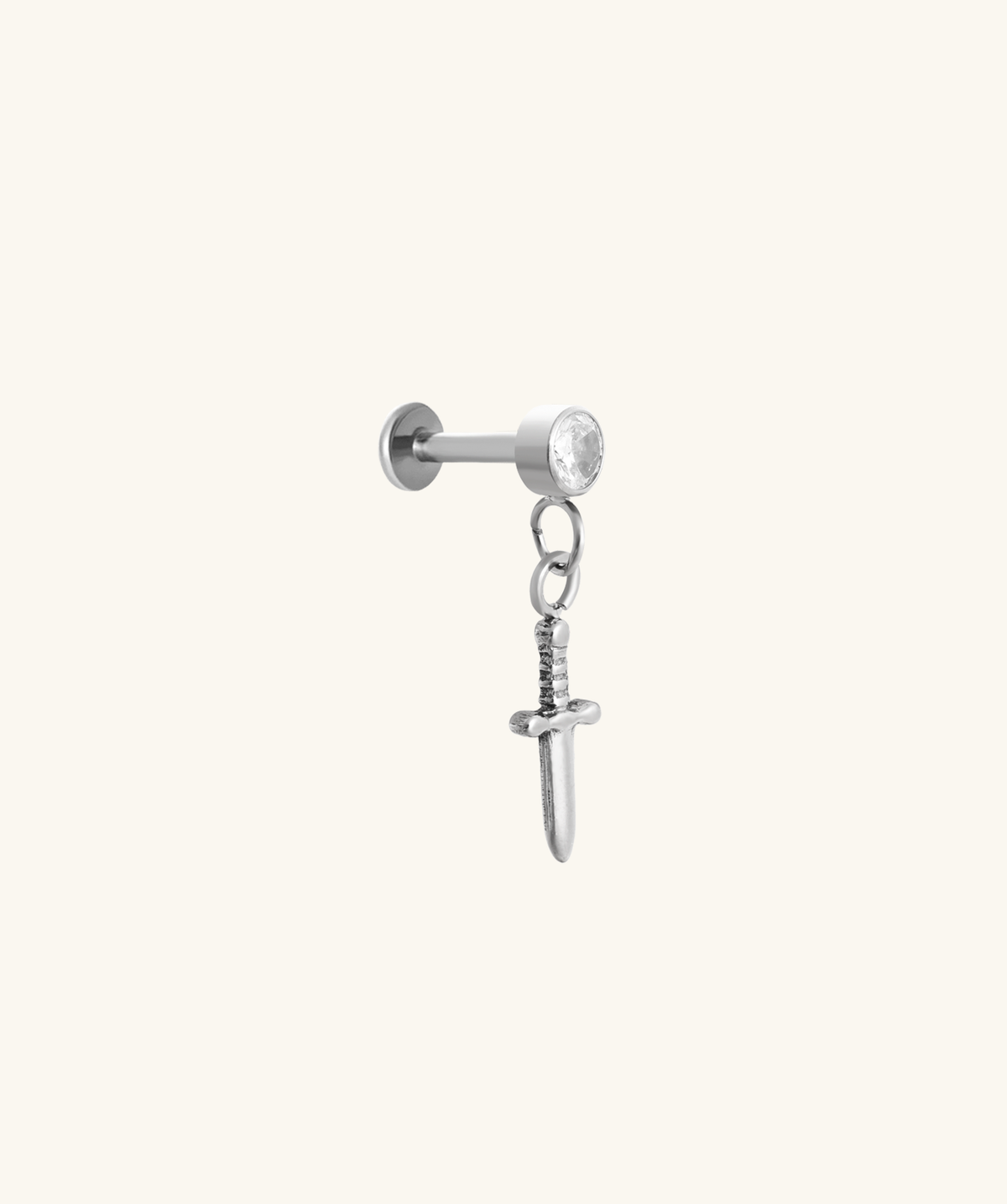 Titanium Sword Flatback Drop - Titanium - Helix, Upper Lobe, Flat - Oumo Jewelry
