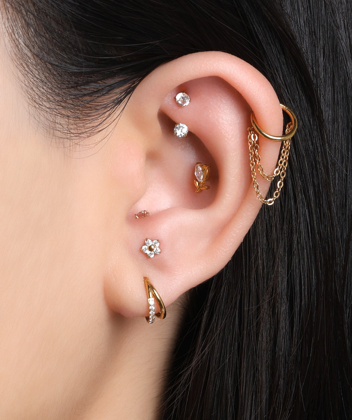 Twilight Curve Clicker Hoop - Stainless Steel - Lobe, Upper Lobe, Helix - Oumo Jewelry