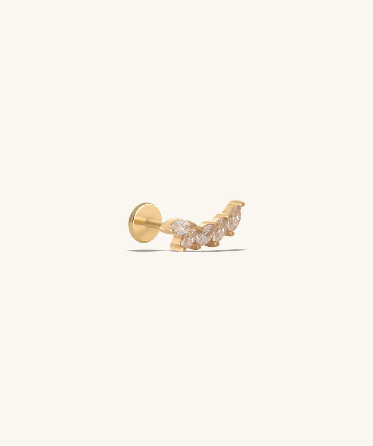 Titanium Marquise Curve Flatback Stud - Titanium - Helix, Forward Helix, Upper Lobe - Oumo Jewelry