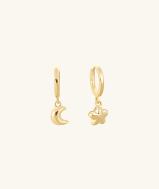 Moon & Star Hoops - OumoJewelry