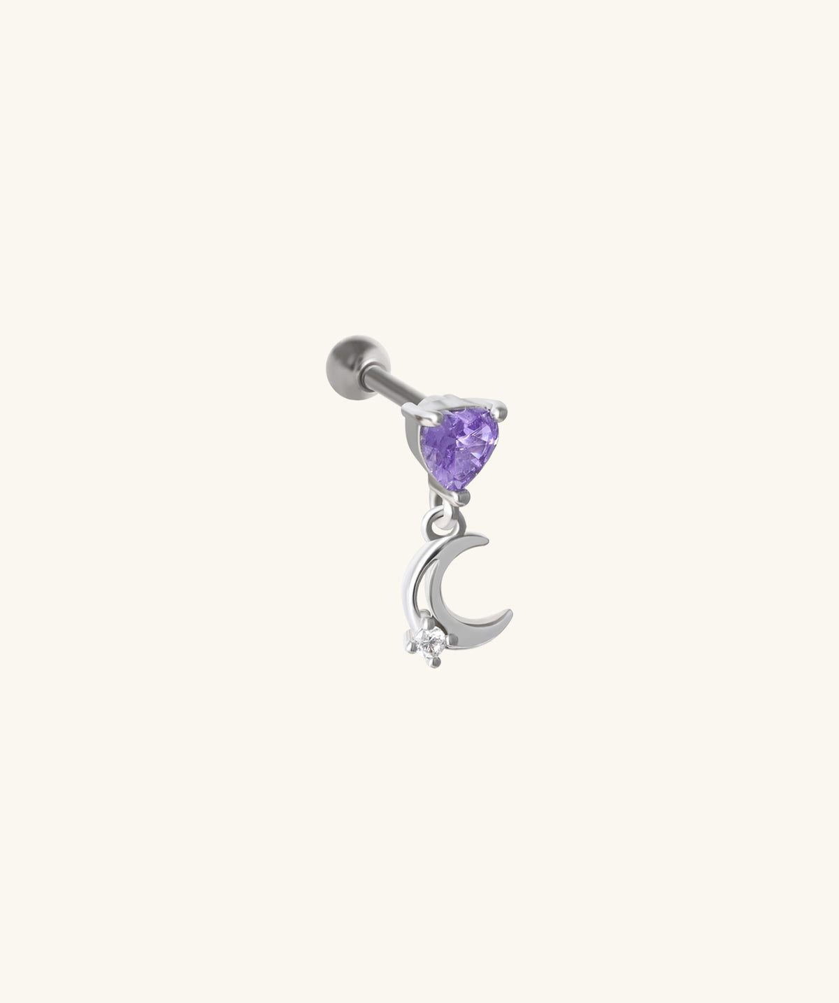 Love Moon Drop - Stainless Steel - Upper Lobe, Flat, Helix - Oumo Jewelry
