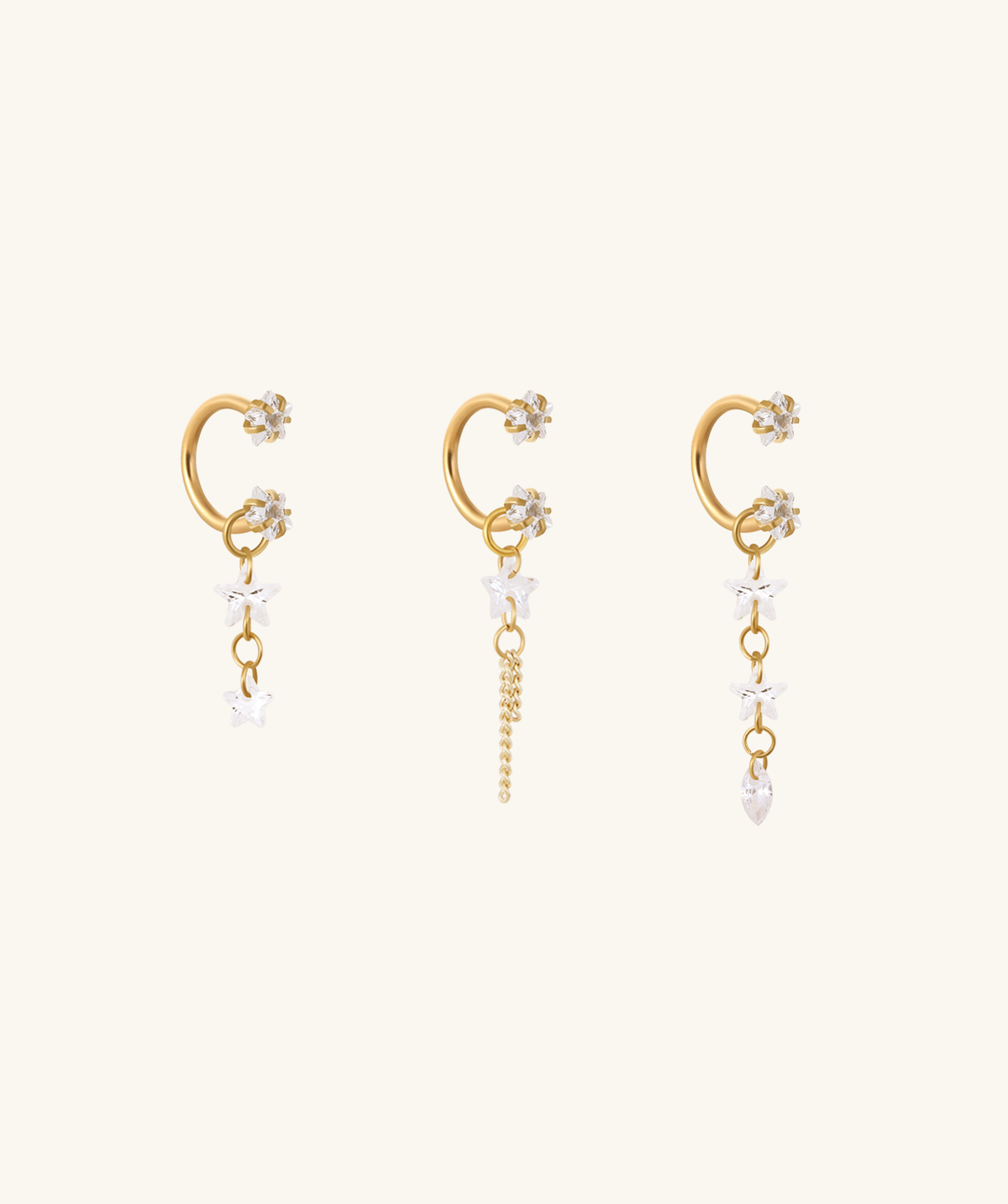 Starfall Chain Charm Horseshoe Ring - Lobe, Upper Lobe - Oumo Jewelry