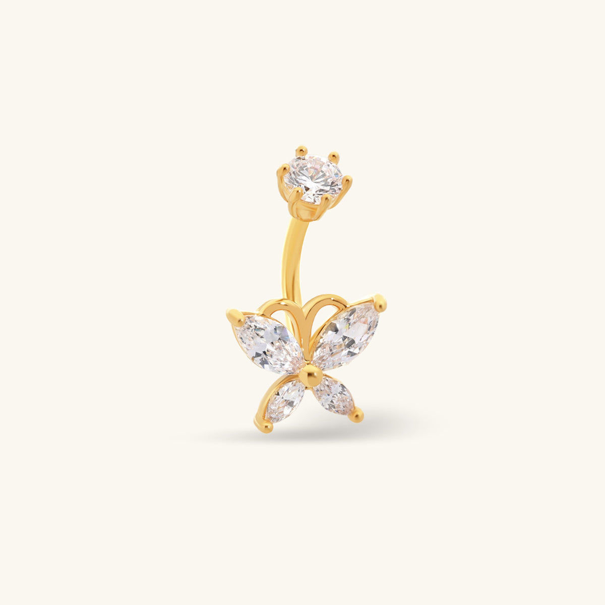 Seren Butterfly Belly Ring - Stainless Steel - Navel - Oumo Jewelry