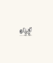 Titanium Butterfly Love Flatback Stud - Titanium - Helix, Conch, Flat - Oumo Jewelry