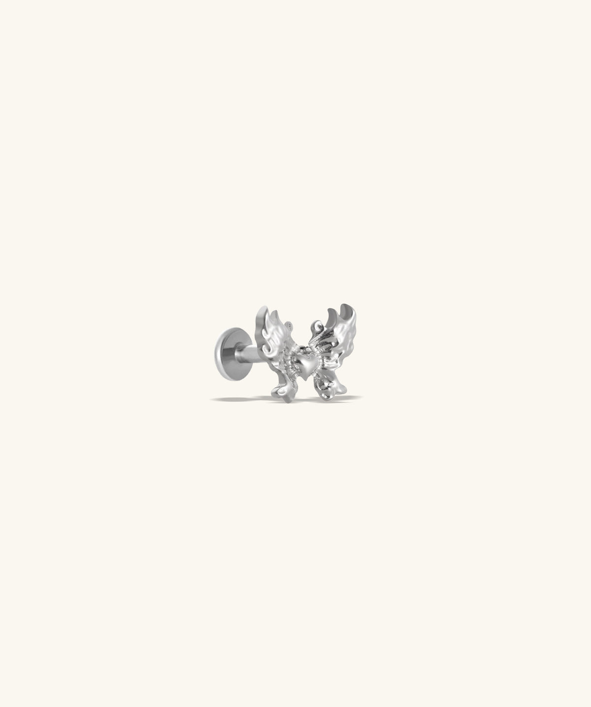Titanium Butterfly Love Flatback Stud - Titanium - Helix, Conch, Flat - Oumo Jewelry