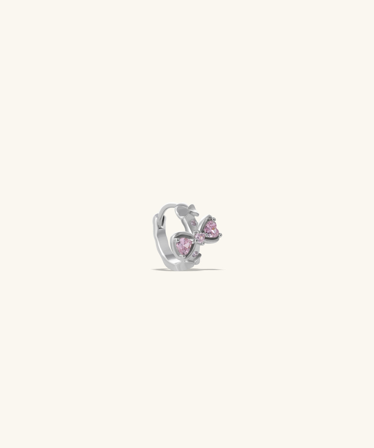 Pink Bow Hoop - Brass - Lobe - Oumo Jewelry
