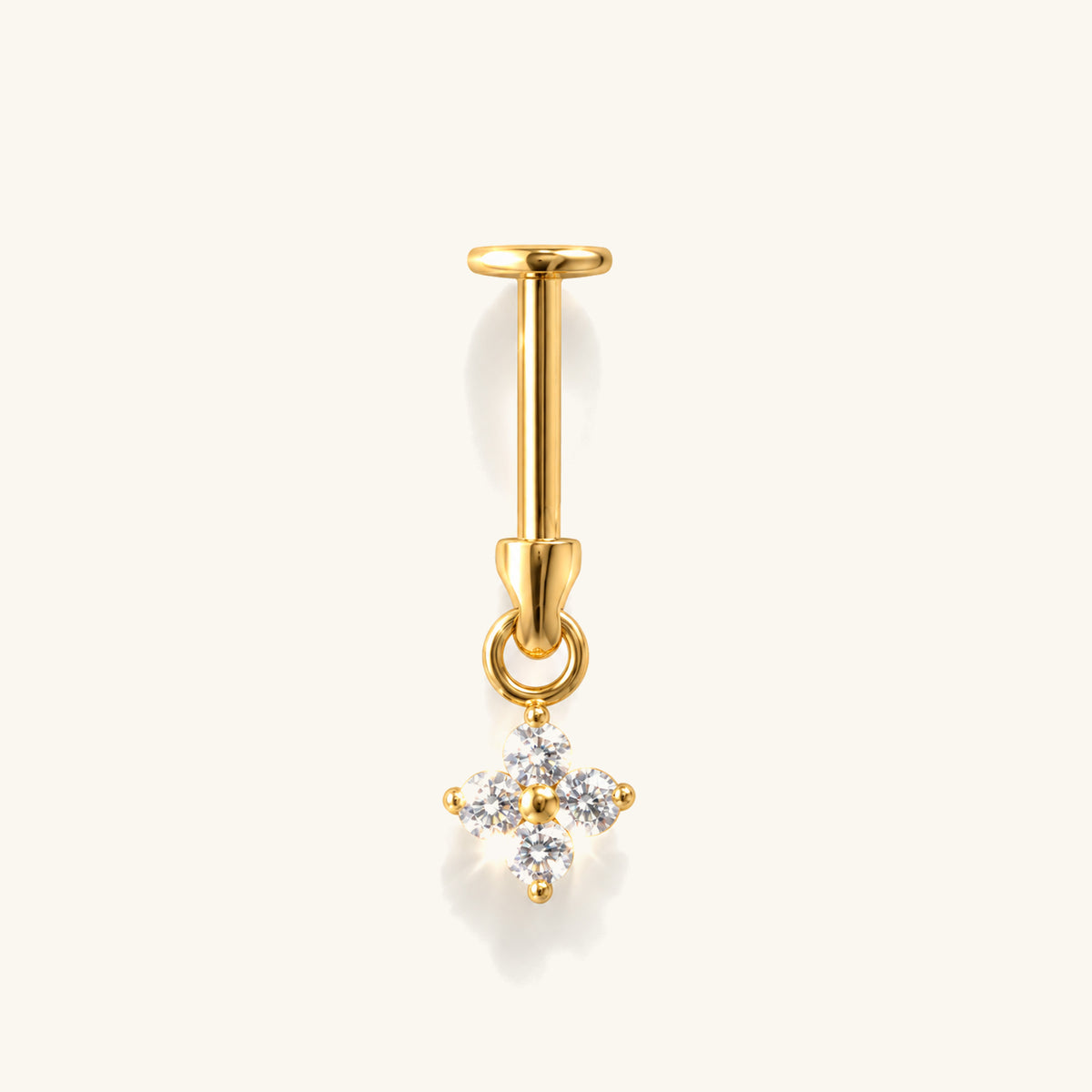 Titanium Flower Vertical Helix Flatback Stud