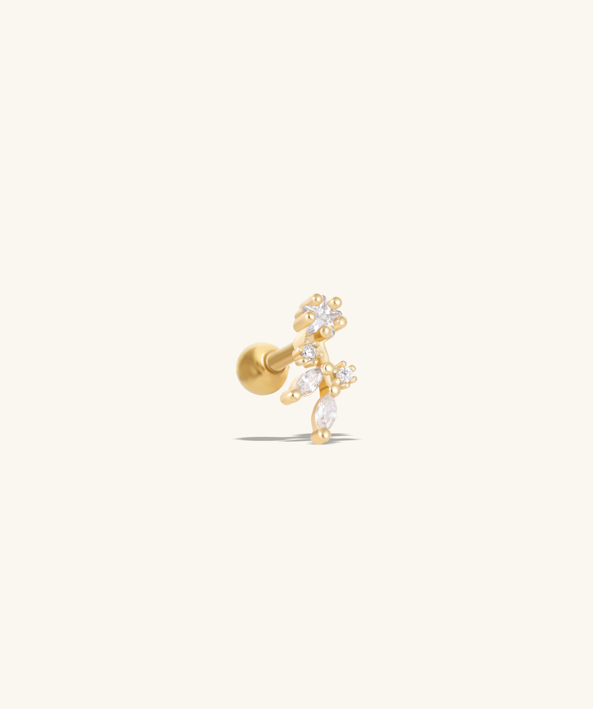 Star Leaf Stud - Stainless Steel - Upper Lobe, Helix - Oumo Jewelry