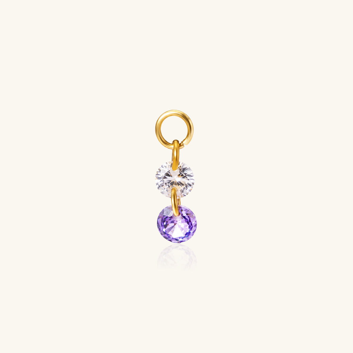 Double Round CZ Charm Drop - Stainless Steel - Oumo Jewelry