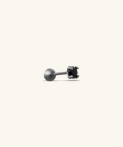 Basic Black Gemstone Stud - Sterling Silver 925 - Upper Lobe, Helix, Flat - Oumo Jewelry