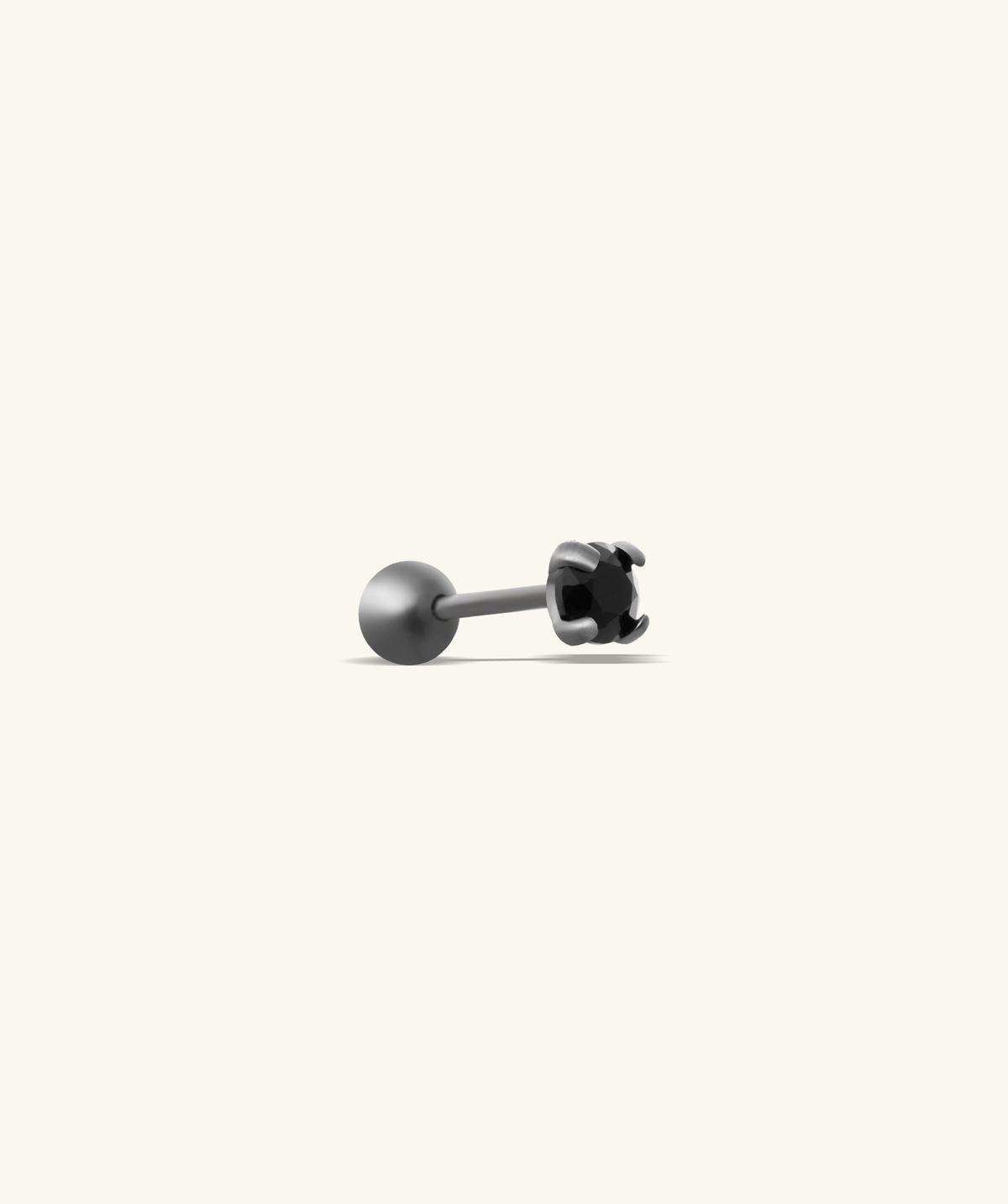 Basic Black Gemstone Stud - Sterling Silver 925 - Upper Lobe, Helix, Flat - Oumo Jewelry