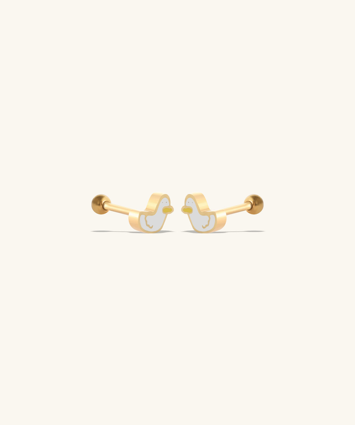 Cute Duck Studs - Stainless Steel - Upper Lobe, Helix, Flat - Oumo Jewelry