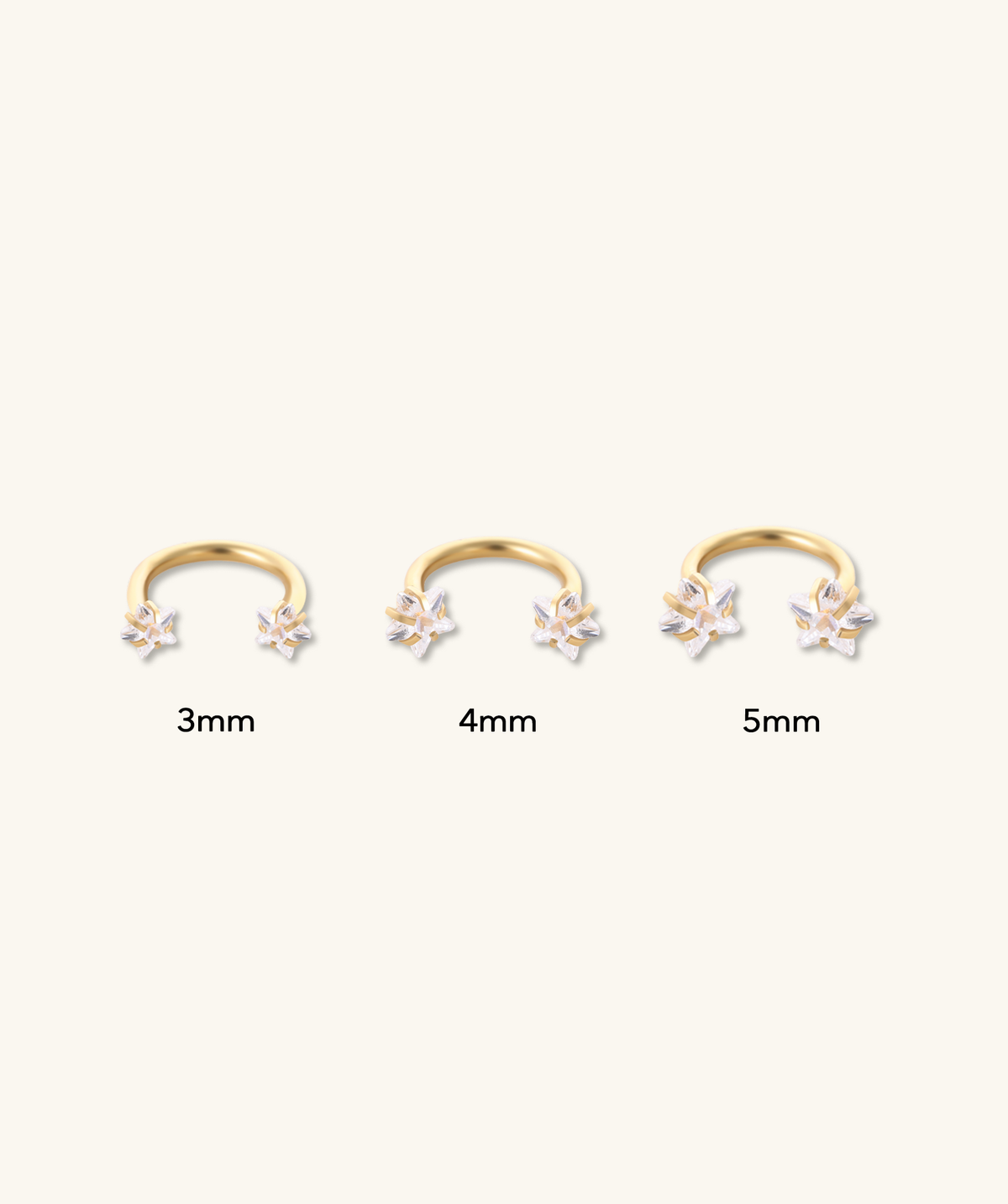 Stars Horseshoe Ring - Stainless Steel & Titanium - Upper Lobe, Helix, Forward Helix - Oumo Jewelry