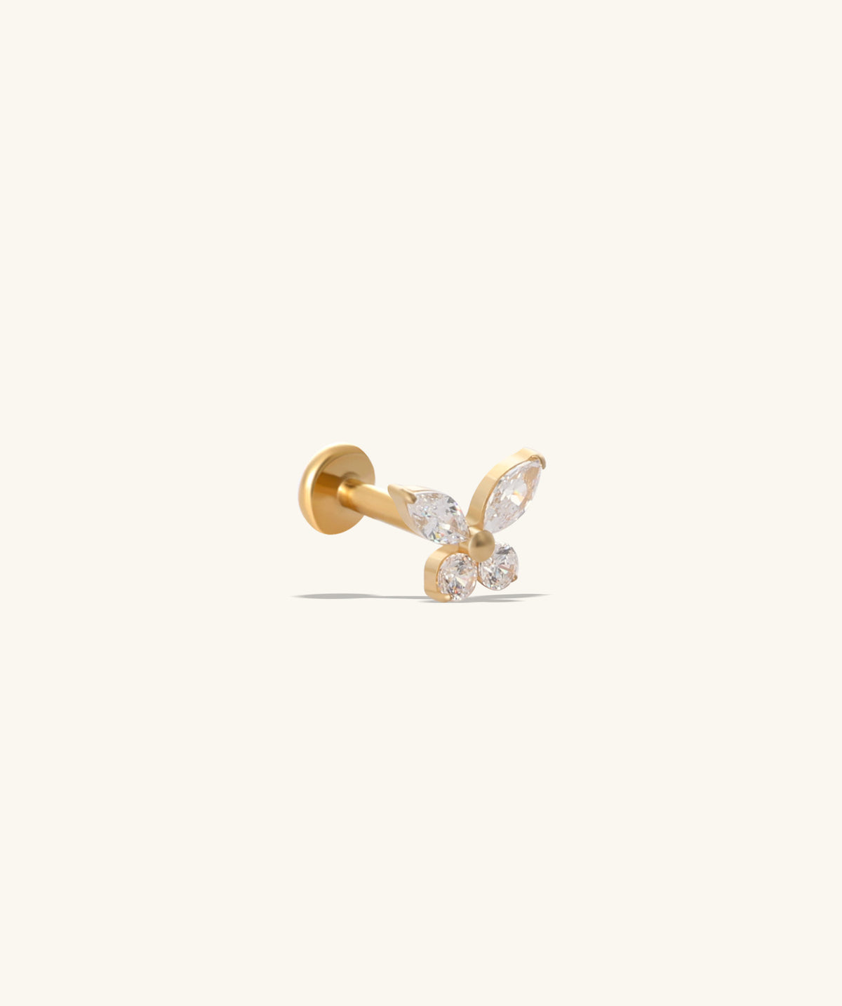 Titanium Butterfly Stud - Titanium - Upper Lobe, Helix, Flat - Oumo Jewelry