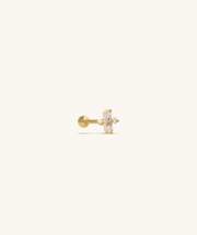 Cross Stud - Stainless Steel - Upper Lobe, Helix, Flat - Oumo Jewelry