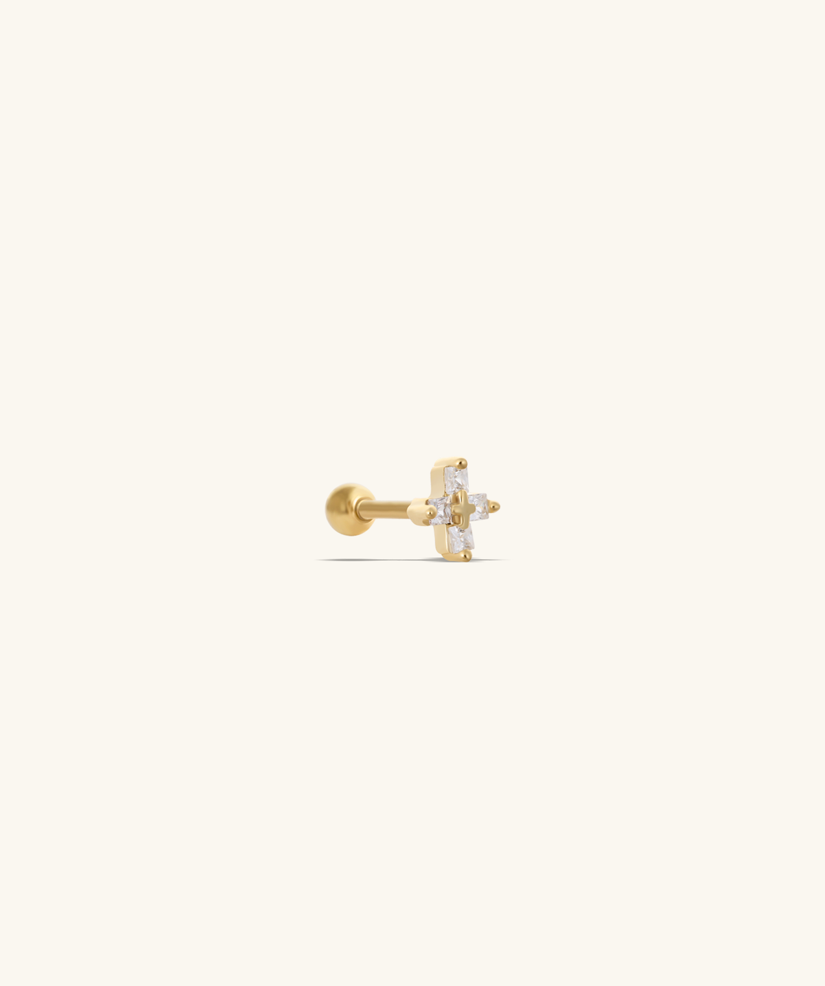 Cross Stud - Stainless Steel - Upper Lobe, Helix, Flat - Oumo Jewelry