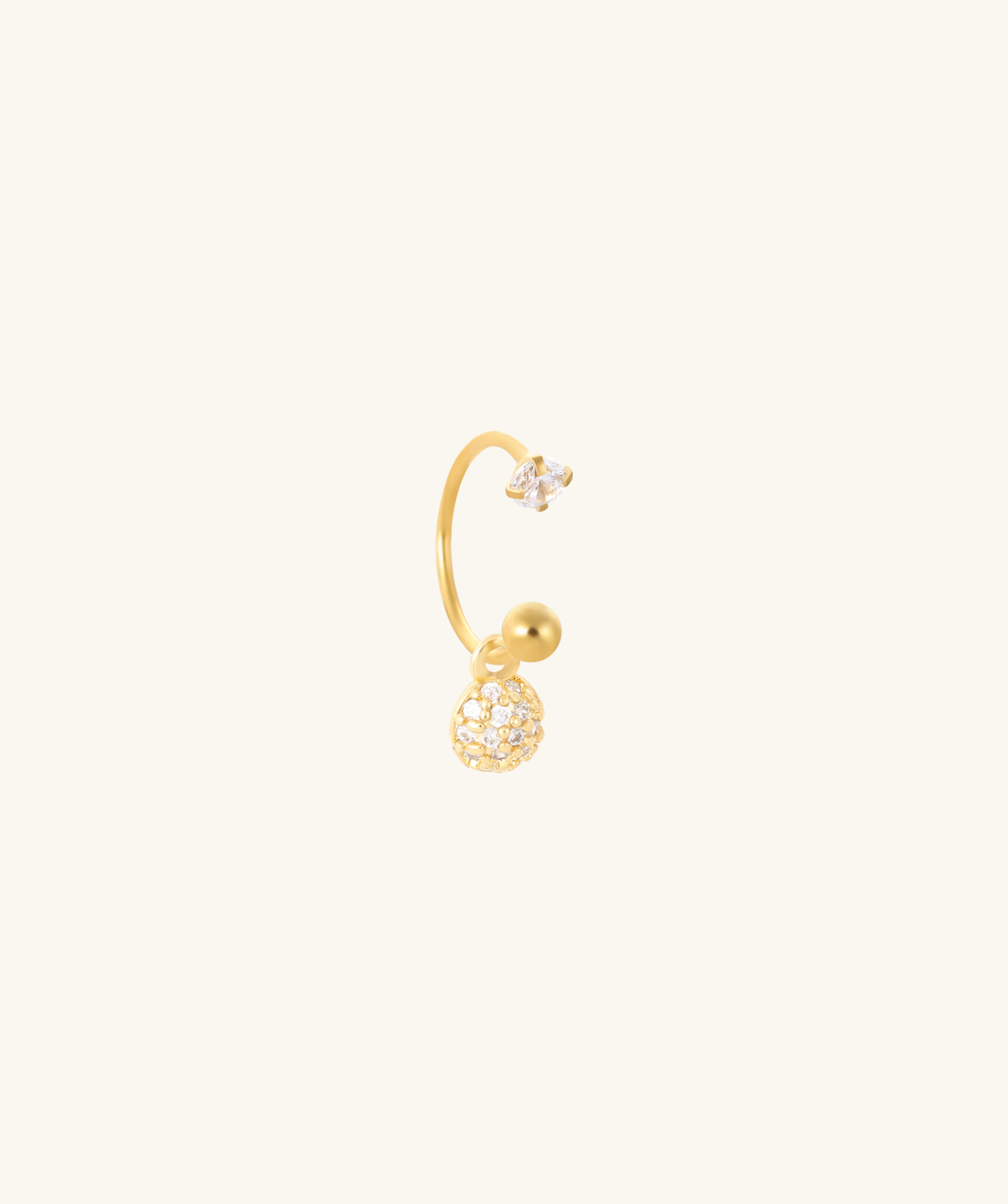 Twinkle Drop Horseshoe Ring - Stainless Steel - Upper Lobe, Lip - Oumo Jewelry