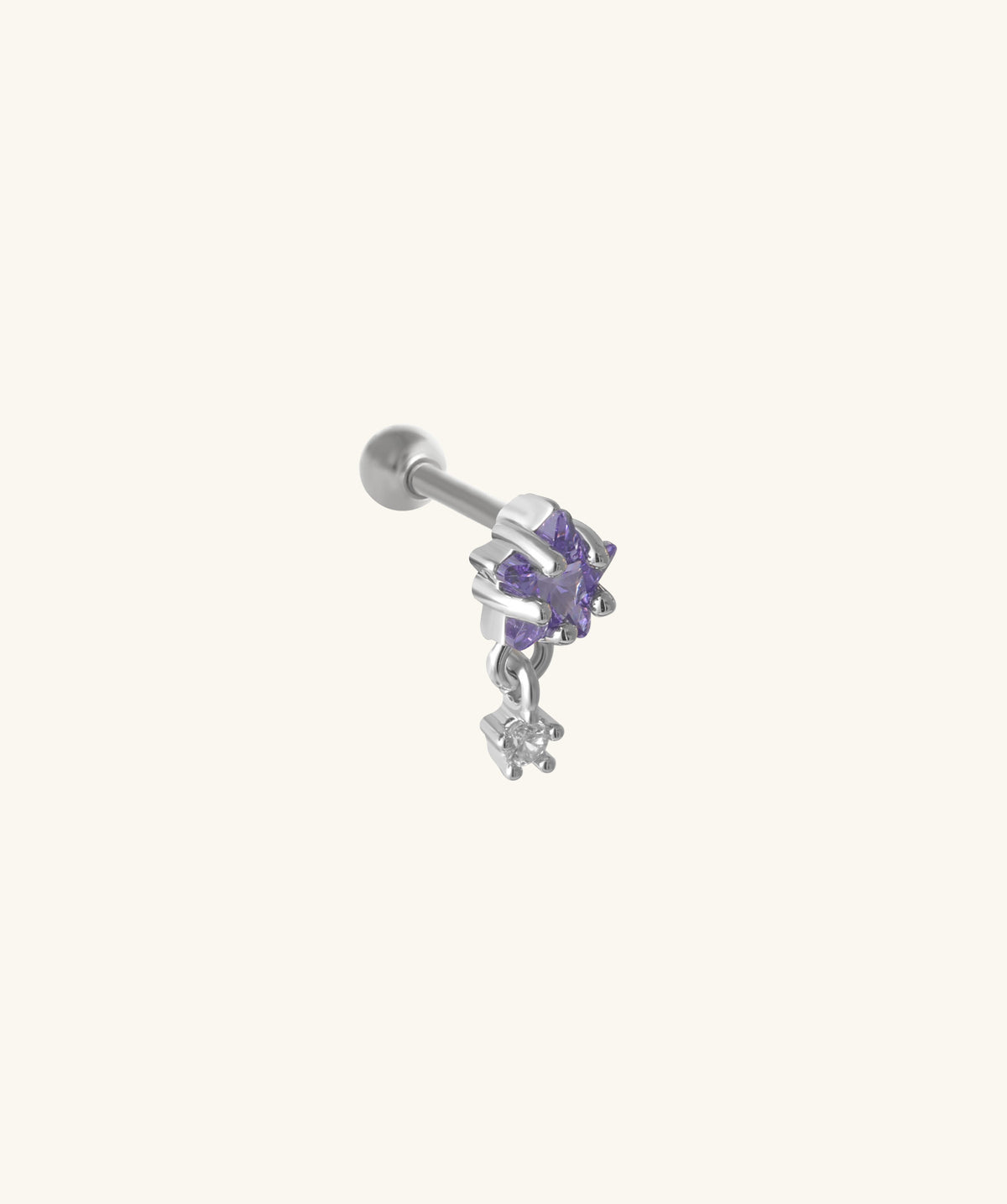 Star Gem Drop - Stainless Steel - Upper Lobe, Flat - Oumo Jewelry