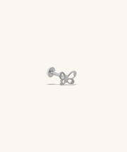 Titanium Cute Butterfly Flatback Stud - Titanium - Upper Lobe, Helix, Flat - Oumo Jewelry