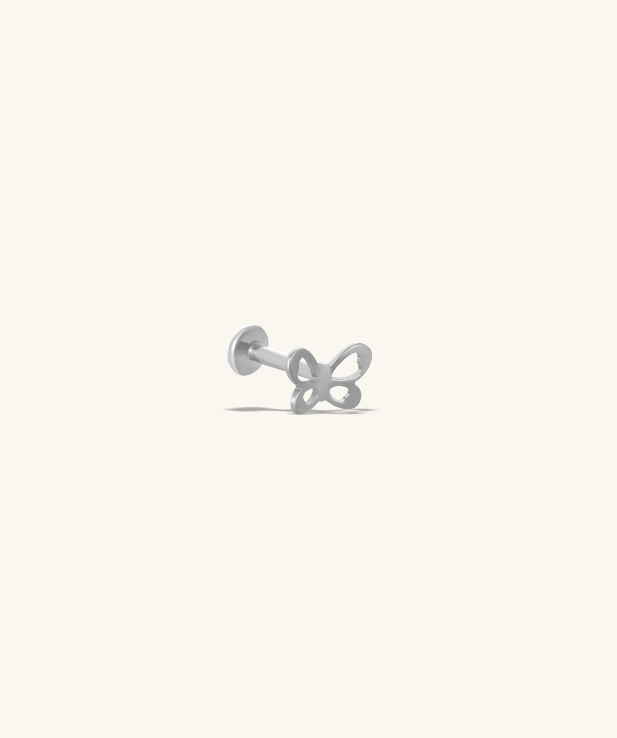 Titanium Cute Butterfly Flatback Stud - Titanium - Upper Lobe, Helix, Flat - Oumo Jewelry