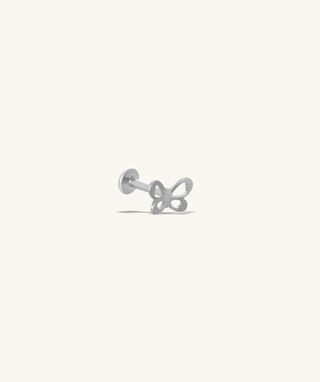 Titanium Cute Butterfly Flatback Stud