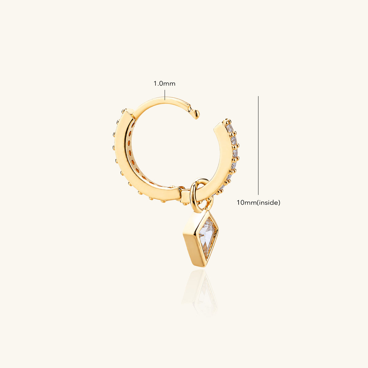 Etta Charm Drop Hoop - Brass - Lobe - Oumo Jewelry